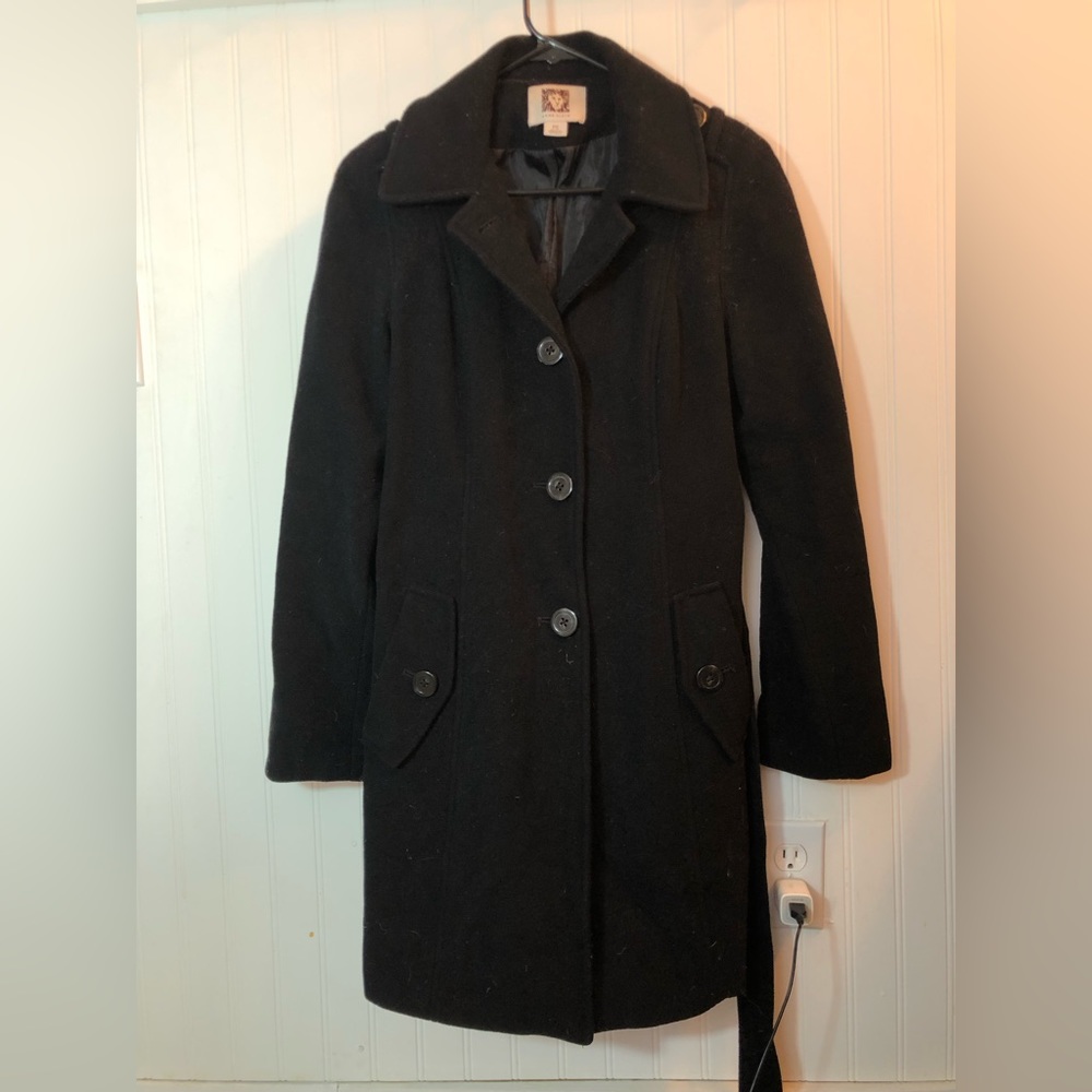 Anne Klein Women’s Black Wool Pea Coat Petite Small